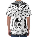 Black And White Maori Pattern Print Men's Velvet T-Shirt