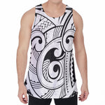 Black And White Maori Pattern Print Men's Velvet Tank Top