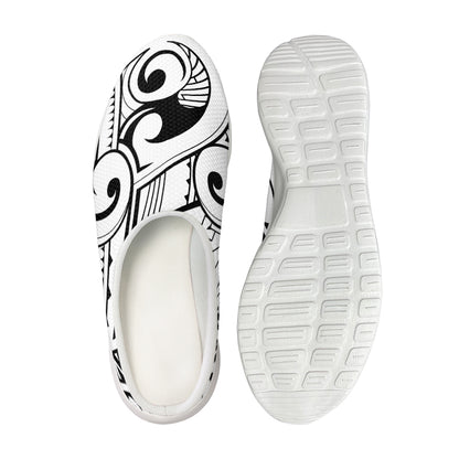 Black And White Maori Pattern Print Mesh Casual Shoes