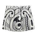 Black And White Maori Pattern Print Mesh Shorts