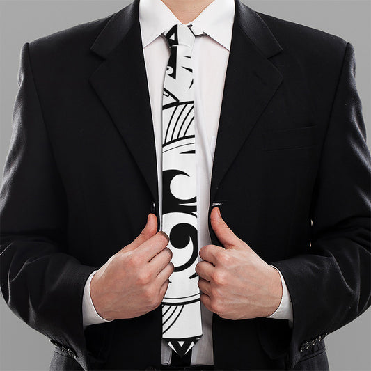 Black And White Maori Pattern Print Necktie