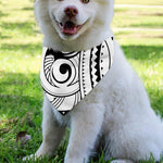 Black And White Maori Pattern Print Over The Collar Dog Bandana