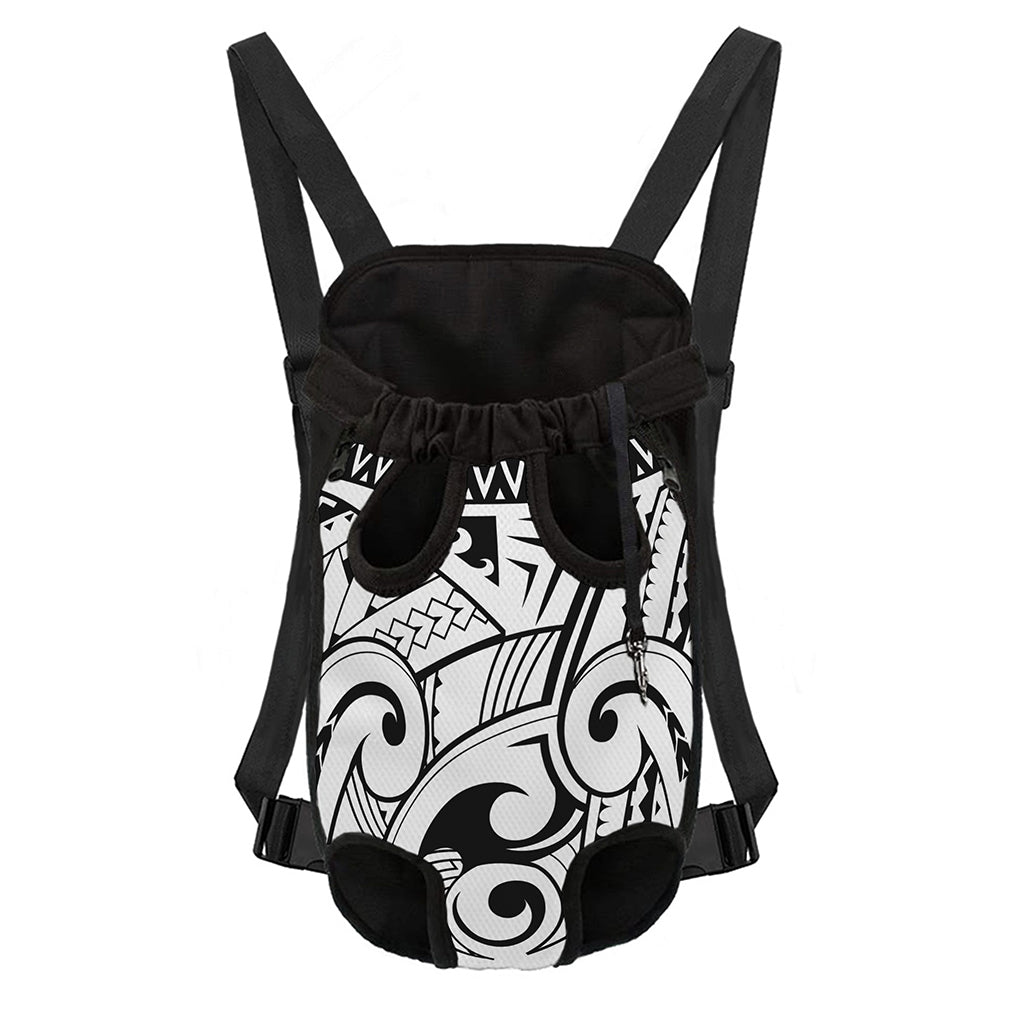 Black And White Maori Pattern Print Pet Carrier Backpack