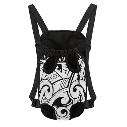 Black And White Maori Pattern Print Pet Carrier Backpack