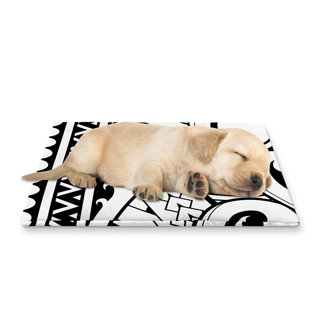 Black And White Maori Pattern Print Pet Cooling Mat Cover