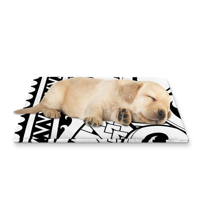 Black And White Maori Pattern Print Pet Cooling Mat Cover