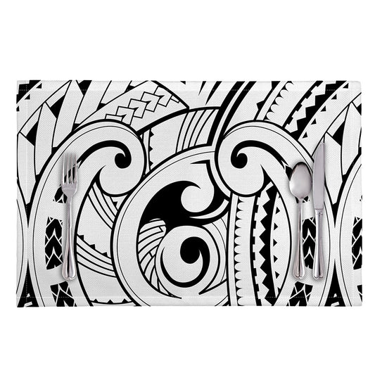 Black And White Maori Pattern Print Placemat
