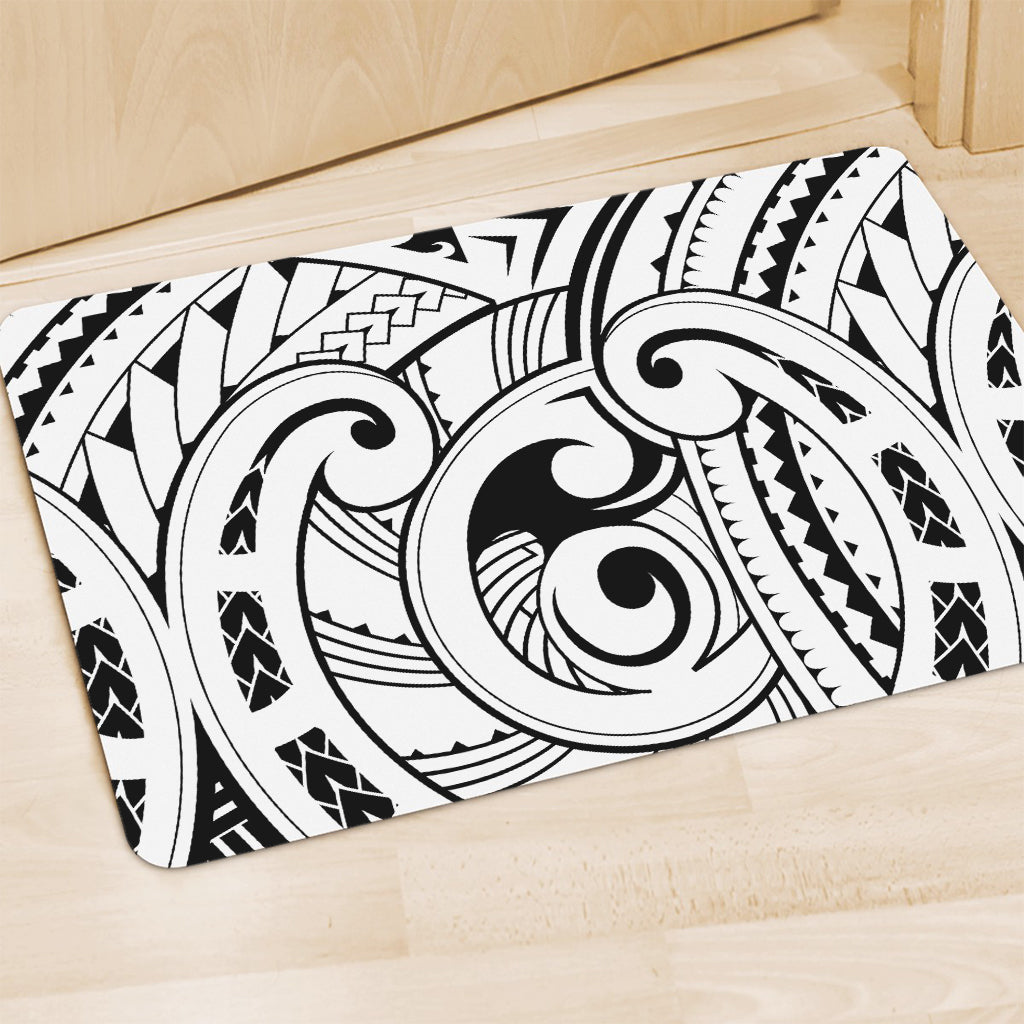 Black And White Maori Pattern Print Polyester Doormat