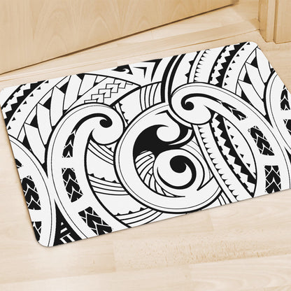 Black And White Maori Pattern Print Polyester Doormat