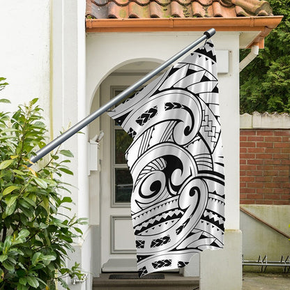 Black And White Maori Pattern Print Polyester Flag
