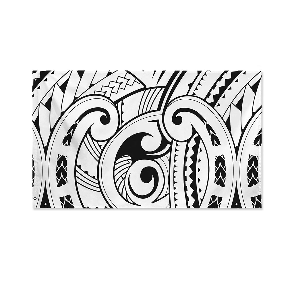 Black And White Maori Pattern Print Polyester Flag