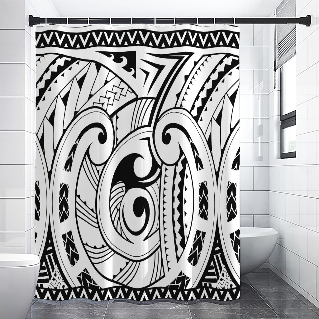 Black And White Maori Pattern Print Premium Shower Curtain