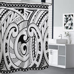 Black And White Maori Pattern Print Premium Shower Curtain