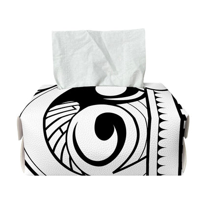 Black And White Maori Pattern Print Rectangle Tissue Box Cover