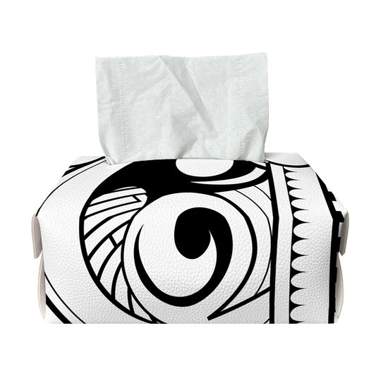 Black And White Maori Pattern Print Rectangle Tissue Box Cover