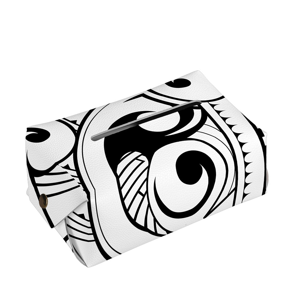 Black And White Maori Pattern Print Rectangle Tissue Box Cover