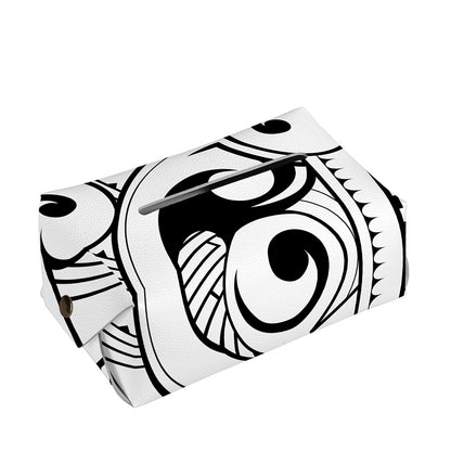 Black And White Maori Pattern Print Rectangle Tissue Box Cover
