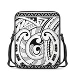 Black And White Maori Pattern Print Rectangular Crossbody Bag