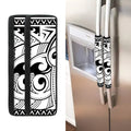Black And White Maori Pattern Print Refrigerator Handle Covers