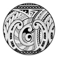 Black And White Maori Pattern Print Round Floor Mat