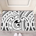 Black And White Maori Pattern Print Rubber Doormat
