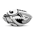 Black And White Maori Pattern Print Rugby Ball