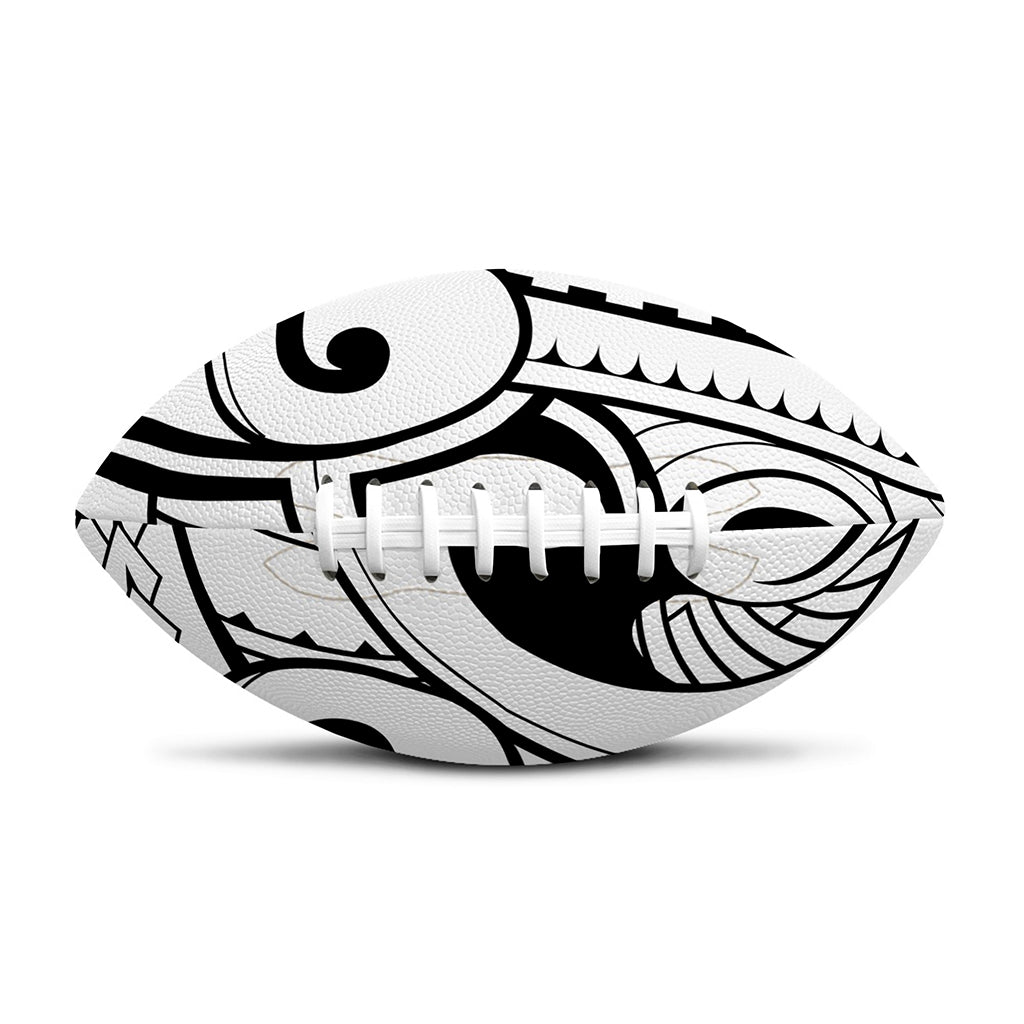 Black And White Maori Pattern Print Rugby Ball