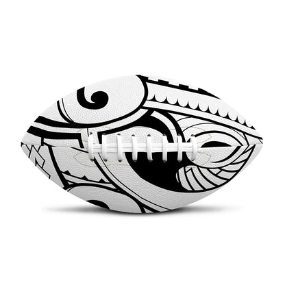 Black And White Maori Pattern Print Rugby Ball