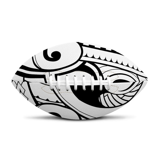 Black And White Maori Pattern Print Rugby Ball