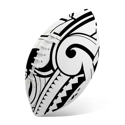 Black And White Maori Pattern Print Rugby Ball