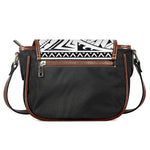 Black And White Maori Pattern Print Saddle Bag