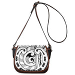 Black And White Maori Pattern Print Saddle Bag