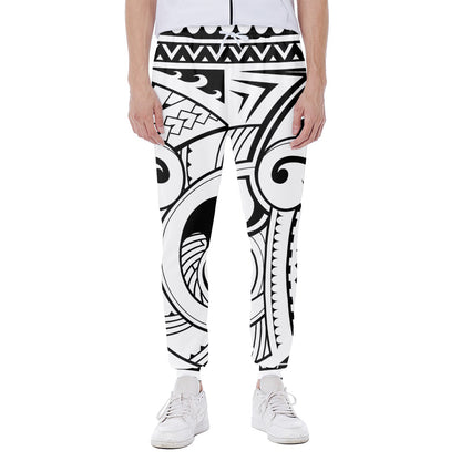 Black And White Maori Pattern Print Scuba Joggers