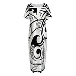 Black And White Maori Pattern Print Short Sleeve Long Nightdress