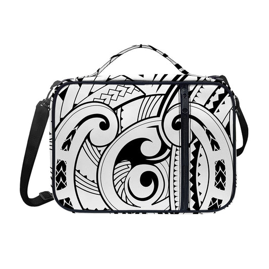 Black And White Maori Pattern Print Shoulder Strap Bible Bag
