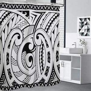 Black And White Maori Pattern Print Shower Curtain