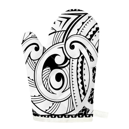 Black And White Maori Pattern Print Single Oven Mitt