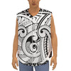 Black And White Maori Pattern Print Sleeveless Baseball Jersey