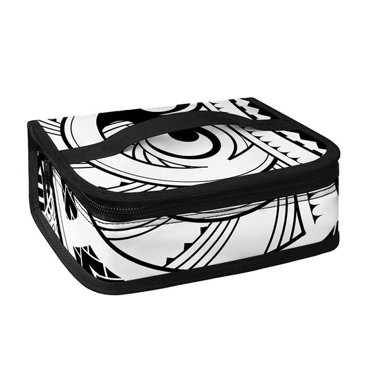 Black And White Maori Pattern Print Small Lunch Bag