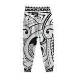 Black And White Maori Pattern Print Sweatpants