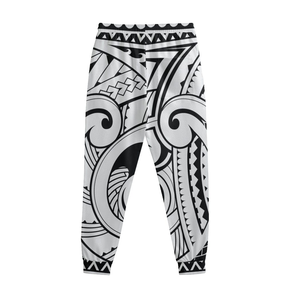 Black And White Maori Pattern Print Sweatpants