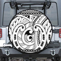 Black And White Maori Pattern Print Tire Cover
