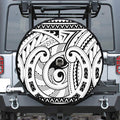 Black And White Maori Pattern Print Tire Cover With Camera Hole