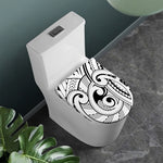 Black And White Maori Pattern Print Toilet Lid Cover