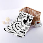 Black And White Maori Pattern Print Towel