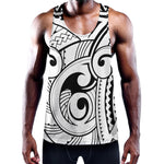 Black And White Maori Pattern Print Training Tank Top