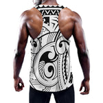 Black And White Maori Pattern Print Training Tank Top