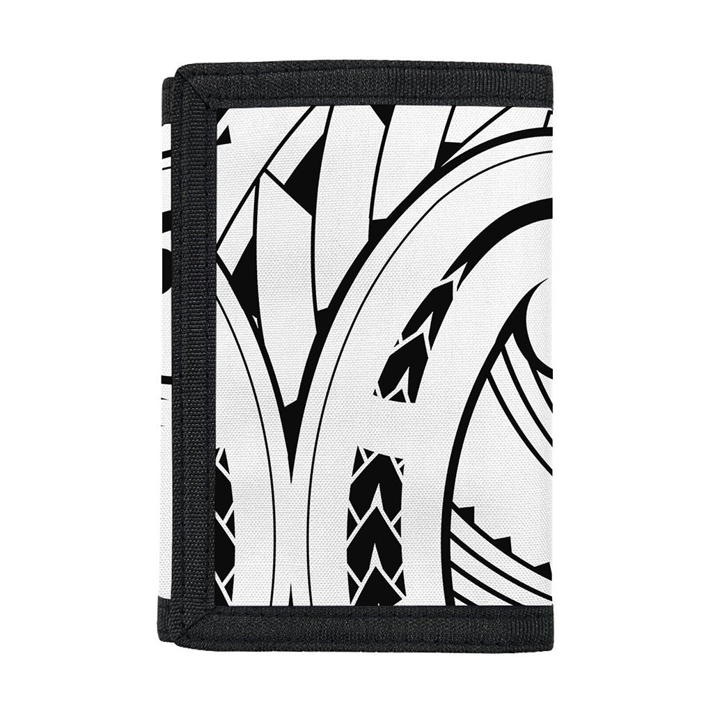 Black And White Maori Pattern Print Trifold Wallet