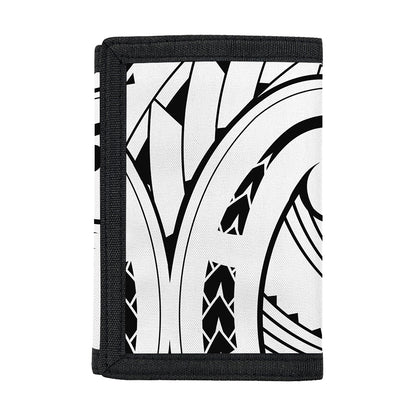 Black And White Maori Pattern Print Trifold Wallet