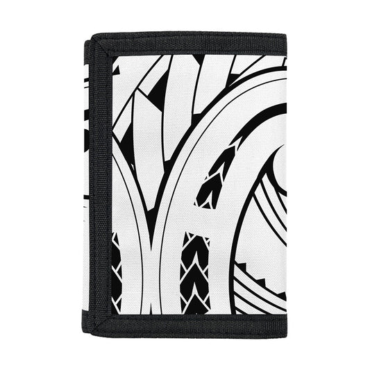 Black And White Maori Pattern Print Trifold Wallet